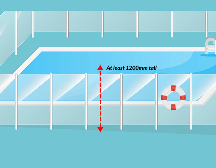 pool fence safety regulation, at least 1200mm tall